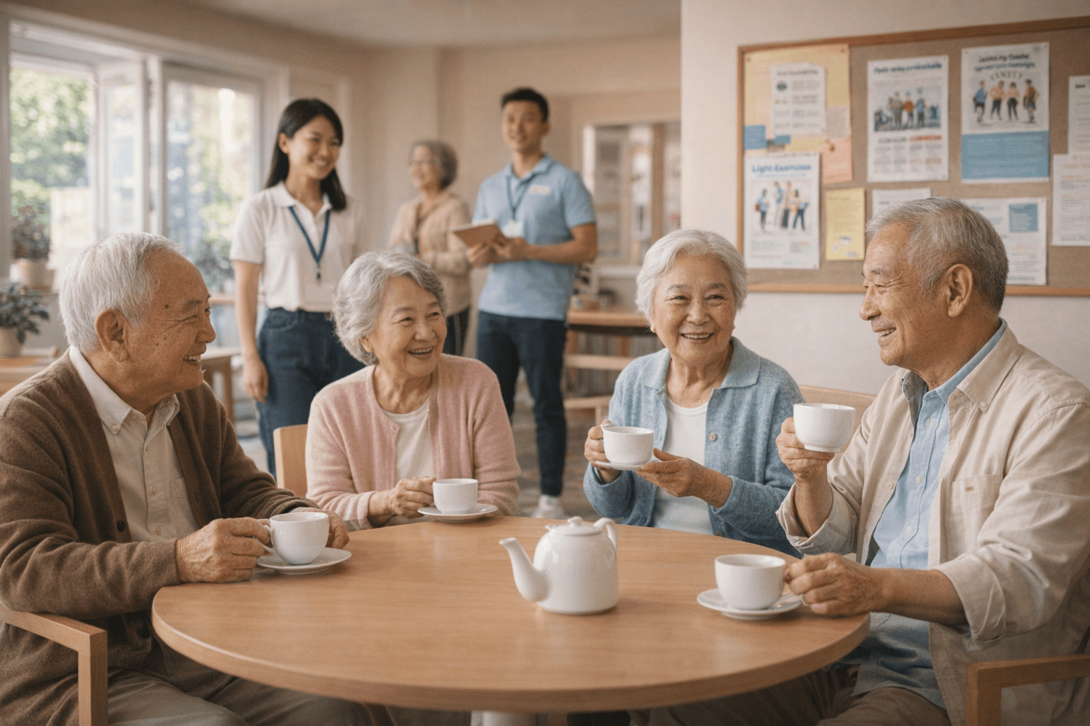 Chinese seniors gathering in a community centre